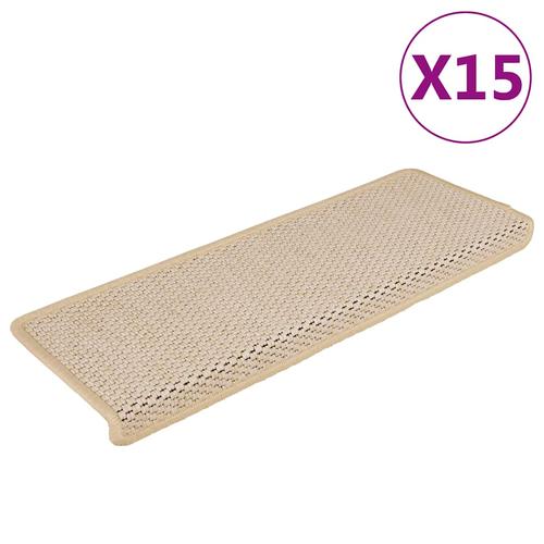 vidaXL Treppenmatten Selbstklebend Sisal-Optik 15 Stk. 65x21x4cm Creme