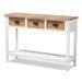 Benedict White and Oak Brown Finished Wood 3-Drawer Console Table