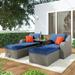 3-Pcs Outdoor Cushioned PE Rattan Sofa Set with Lift Top Coffee Table