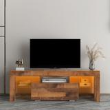 51''L Flat Screen TV Stand LED RGB TV Cabinet with 5 Shelf for 43 to 60 in