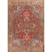 Pre-1900 Antique Heriz Serapi Persian Area Rug Handmade Wool Carpet - 9'4" x 12'0"