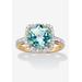 Women's 14K Yellow Gold Over Silver Genuine Blue Topaz And Round Cz Ring by PalmBeach Jewelry in Gold (Size 10)