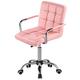 costoffs Office Chair PU Leather Height Adjustable Desk Chair Sofa Paded Swivel Computer Chair with Wheels with Armrests, Pink