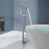 Topcraft Single Handle Floor Mounted Clawfoot Tub Faucet w/ Handheld Shower in Gray | 40 H x 10 W in | Wayfair TC-Top-034BN