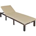 Costway Outdoor Rattan Adjustable Cushioned Chaise