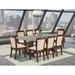 East West Furniture Dining Set- a Dining Table and Light Beige Linen Fabric Chairs, Distressed Jacobean(Pieces Options)