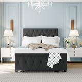 Contemporary Style Twin Size Storage Bed Metal Platform Bed with a Big Drawer