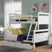 Double Ultra Full Bunk Safety Guardrail Bed with Wooden Two Single Beds and a Full Size Trundle Bed with Inclined Ladder