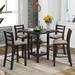 5-piece Wooden Counter Height Dining Set Square Dining Table with 2-tier Storage Shelving and 4 Padded Chairs