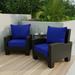 24" x 47" Blue Solid Outdoor Deep Seat Chair Cushion Set