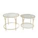 Sagebrook Home 22"H Round Gold Accent Tables with Glass Top, Set Of 2 - 24" x 16" x 22"