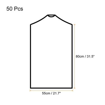 80x55cm Garment Cover, 50 Pack PP Dustproof Protector Bags Clear