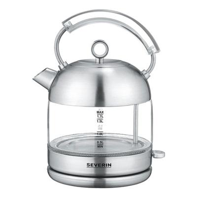 SEVERIN Glas-Wasserkocher Retro »WK 3459« 1,7 Liter silber, 22.5x29.5x18.5 cm