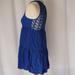 American Eagle Outfitters Dresses | Aeo American Eagle Women's Empire Crochet Back Lined Sleeveless Blue Dress Xxs | Color: Blue | Size: Xxs