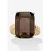 Women's Yellow Gold-Plated Genuine Smoky Quartz Ring by PalmBeach Jewelry in Gold (Size 8)