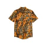 Men's Big & Tall KS Island Printed Rayon Short-Sleeve Shirt by KS Island in Orange Tiki (Size XL)