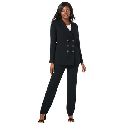 Plus Size Women's Double-Breasted Pantsuit by Jessica London in Black (Size 22 W) Set