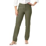 Plus Size Women's Classic Cotton Denim Straight-Leg Jean by Jessica London in Dark Olive Green (Size 12) 100% Cotton