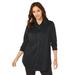 Plus Size Women's Boyfriend Shirt Tunic by Jessica London in Black (Size M)