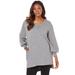 Plus Size Women's Blouson Sleeve High-Low Sweatshirt by Roaman's in Medium Heather Grey (Size 18/20)