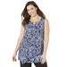 Plus Size Women's Monterey Mesh Tank by Catherines in Dark Sapphire Allover Palms (Size 4X)