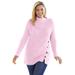 Plus Size Women's Button-Neck Waffle Knit Sweater by Woman Within in Pink (Size 3X) Pullover