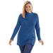 Plus Size Women's Button-Neck Waffle Knit Sweater by Woman Within in Royal Navy (Size M) Pullover