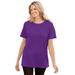 Plus Size Women's Thermal Short-Sleeve Satin-Trim Tee by Woman Within in Purple Orchid (Size L) Shirt