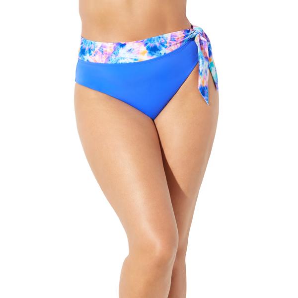 plus-size-womens-shirred-high-waist-bikini-bottom-by-swimsuits-for-all-in-electric-iris-tie-dye--size-12-/