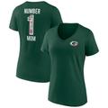 Women's Fanatics Branded Green Bay Packers Plus Size Mother's Day #1 Mom V-Neck T-Shirt