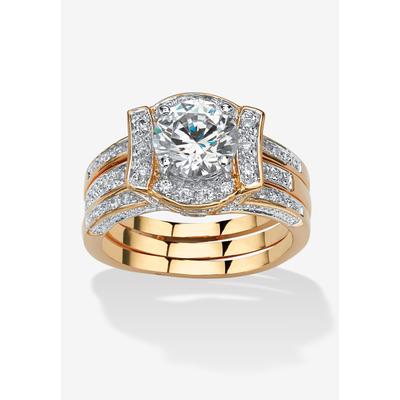 Women's Yellow Gold-Plated Cubic Zirconia Vintage-...