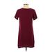 Olivaceous Casual Dress - Shift: Burgundy Solid Dresses - Women's Size Small