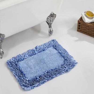 Shaggy Border Bath Rug Mat, 17" X 24" by Better Trends in Blue