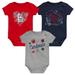 Girls Newborn & Infant Red/Navy/Heathered Gray St. Louis Cardinals 3-Pack Batter Up Bodysuit Set