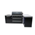 Mont Alpi 6-Burner 90 Degree Black Island Barbecue Gas Grill + Compact Refrigerator in Black/Gray/White | 47 H x 116 W x 23 D in | Wayfair