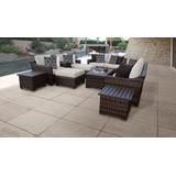 kathy ireland Homes & Gardens River Brook 12 Piece Outdoor Wicker Patio Furniture Set 12h in Truffle - TK Classics River-12H