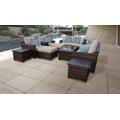 kathy ireland Homes & Gardens River Brook 12 Piece Outdoor Wicker Patio Furniture Set 12h in Almond - TK Classics River-12H-Beige