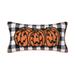 12" x 24" Jack-O-Lantern Pumpkin Check Tufted Bolster Halloween Throw Pillow