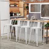 Metal Bar Stools Set of 4,Bar Stool with Low Back for Indoor/Outdoor Barstools