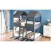 Contemporary Style Full Over Full WoodBunk Bed with Roof, Window, Guardrail, Ladder