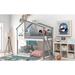 Contemporary Style Twin Over Twin Bunk Bed Wood Bed with Roof, Window, Ladder