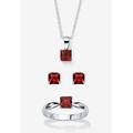 Women's 3-Piece Birthstone .925 Silver Necklace, Earring And Ring Set 18" by PalmBeach Jewelry in January (Size 9)