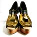 Jessica Simpson Shoes | Jessica Simpson Black/Gold Leather Platform Stiletto Peep Toe Pumps Sz 6.5b | Color: Black/Gold | Size: 6.5