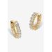 Women's Yellow Gold-Plated Huggie Hoop Earrings by PalmBeach Jewelry in Cubic Zirconia