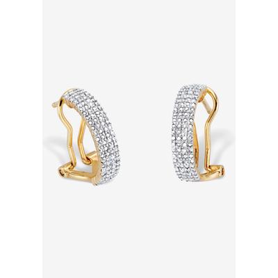 Women's Yellow Gold-Plated Demi Hoop Earrings with Genuine Diamond Accents by PalmBeach Jewelry in Diamond