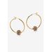 Women's Goldtone Charm Hoop Earrings (32mm) Round Simulated Birthstone by PalmBeach Jewelry in June