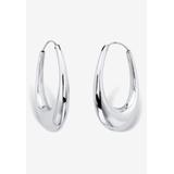 Women's Sterling Silver Puffed Hoop Earrings by PalmBeach Jewelry in Silver