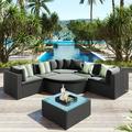 Latitude Run® 7-Piece Outdoor Wicker Sofa Set Metal in Gray | Wayfair A4A3942763CF464EB116578C2B2610B8