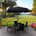 Arlmont & Co. 10Ft Round Tilting Patio Umbrella & Round Umbrella Base Metal in Black | 98 H x 117 W x 117 D in | Wayfair