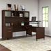 Somerset 72W 3 Position Sit to Stand L Shaped Desk with Hutch in Gray